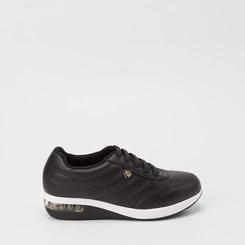 Tênis Casual Feminino Modare Ultraconforto Detalhe Dourado Preto