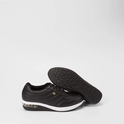 Tênis Casual Feminino Modare Ultraconforto Detalhe Dourado Preto