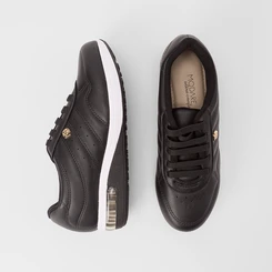 Tênis Casual Feminino Modare Ultraconforto Detalhe Dourado Preto