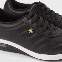 Tênis Casual Feminino Modare Ultraconforto Detalhe Dourado Preto
