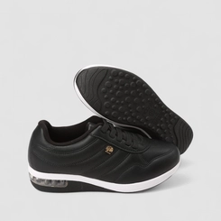 Tênis Casual Feminino Modare Ultraconforto Detalhe Dourado Preto