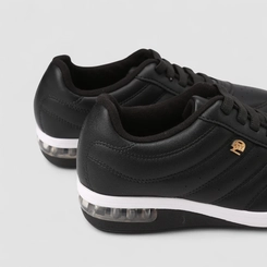 Tênis Casual Feminino Modare Ultraconforto Detalhe Dourado Preto