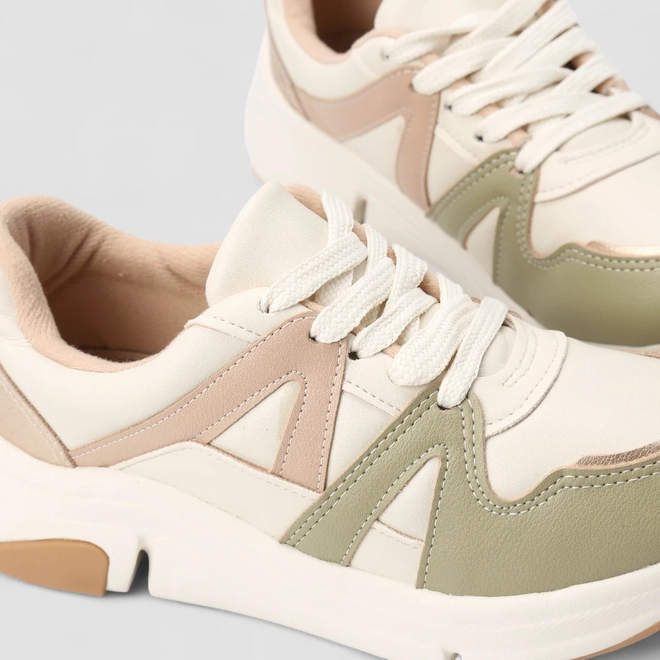 Tênis Casual Feminino Modare Ultraconforto Recorte Metalizado Off White