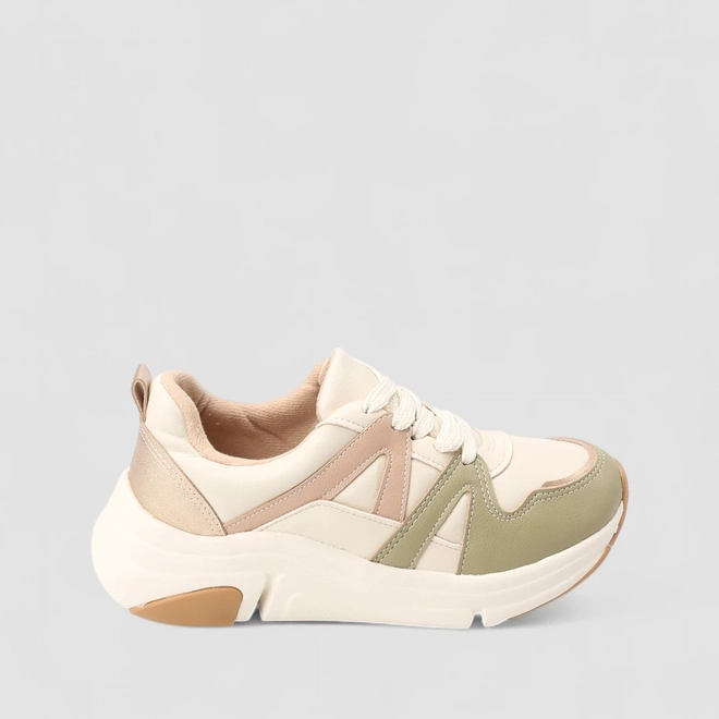 Tênis Casual Feminino Modare Ultraconforto Recorte Metalizado Off White