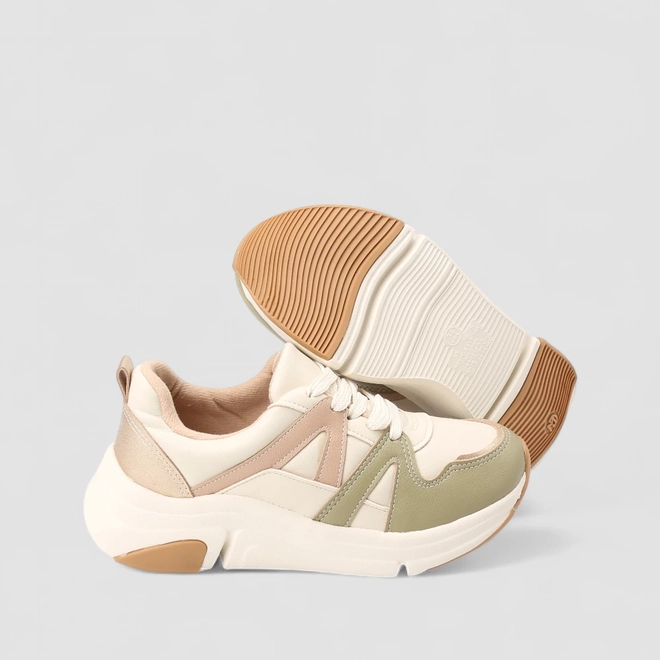 Tênis Casual Feminino Modare Ultraconforto Recorte Metalizado Off White