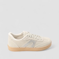 Tênis Casual Feminino Gabriela Camurça & Strass Bege