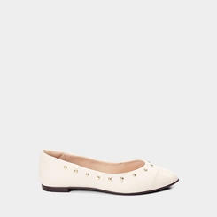 Sapatilha Feminina Moleca Tachas Arredondadas Off White