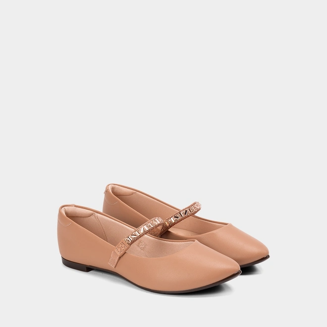 Sapatilha Boneca Feminina Moleca Strass Nude