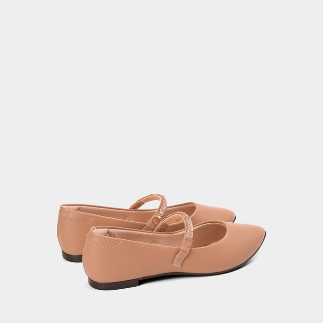 Sapatilha Boneca Feminina Moleca Strass Nude