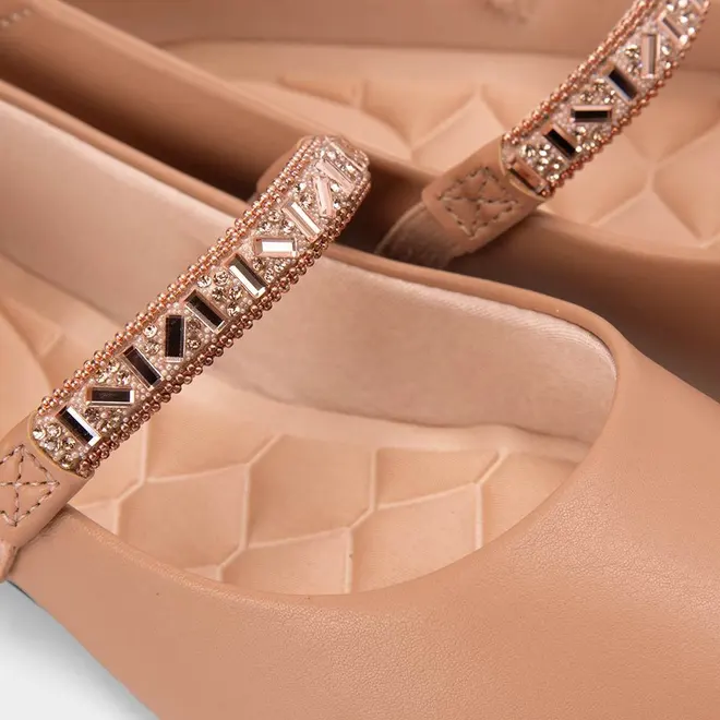 Sapatilha Boneca Feminina Moleca Strass Nude