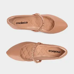 Sapatilha Boneca Feminina Moleca Strass Nude