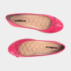 Sapatilha Feminina Moleca Laço Matelassê Verniz Pink