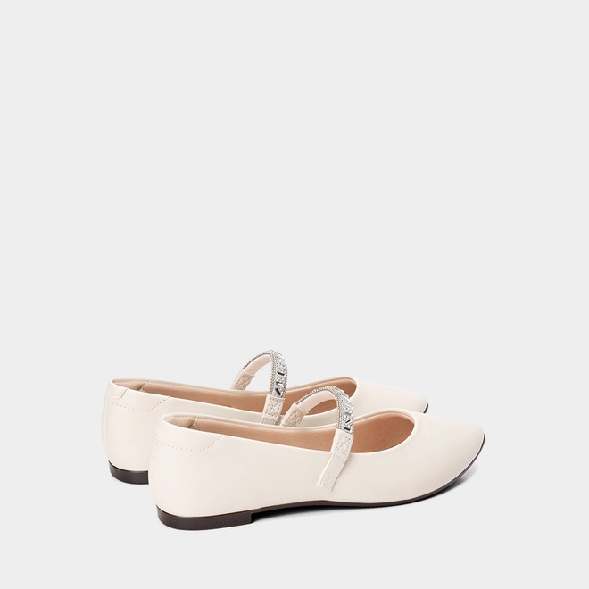 Sapatilha Boneca Feminina Moleca Pedraria Off White