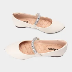 Sapatilha Boneca Feminina Moleca Pedraria Off White