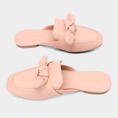 Mule Feminino Penélope Detalhe Laço Rosa Claro