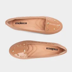 Sapatilha Feminina Moleca Tachas Arredondadas Nude