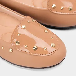 Sapatilha Feminina Moleca Tachas Arredondadas Nude