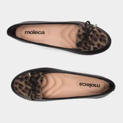 Sapatilha Feminina Moleca Detalhe Laço & Onça Preto