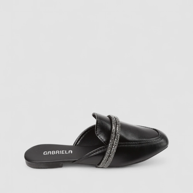 Mule Feminina Gabriela Strass Preta