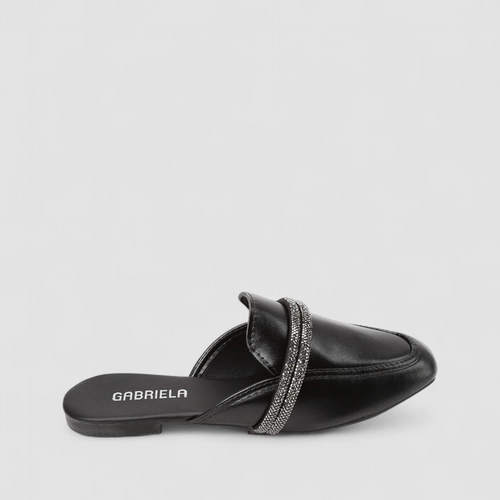 Mule Feminina Gabriela Strass Preta