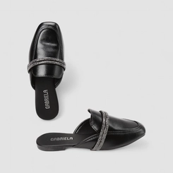 Mule Feminina Gabriela Strass Preta