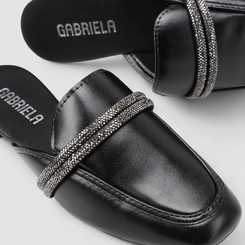 Mule Feminina Gabriela Strass Preta