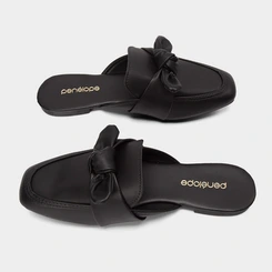 Mule Feminino Penélope Detalhe Laço Preto