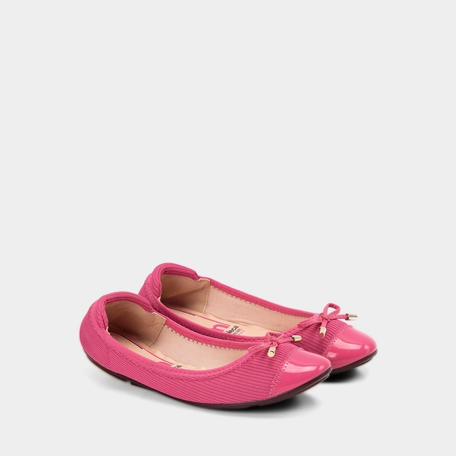 Sapatilha Feminina Moleca Bico Redondo Laço Knit Rosa