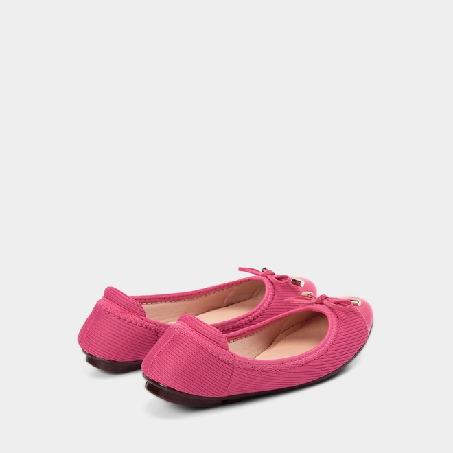 Sapatilha Feminina Moleca Bico Redondo Laço Knit Rosa