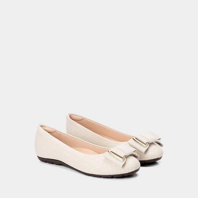 Sapatilha Feminina Moleca Detalhe Laço Off White
