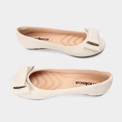 Sapatilha Feminina Moleca Detalhe Laço Off White