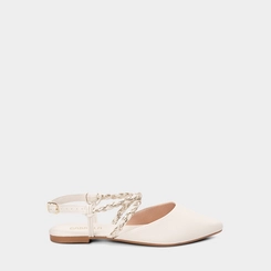 Sapatilha Slingback Gabriela Tiras Cruzadas Em Tressê Off White