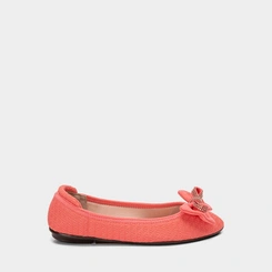 Sapatilha Feminina Moleca Detalhe Laço & Strass Knit Coral