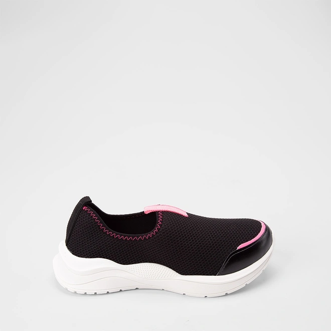 Slip On Infantil Gabrielinha Calce Fácil Preto & Rosa