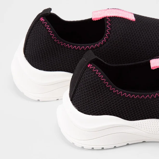 Slip On Infantil Gabrielinha Calce Fácil Preto & Rosa