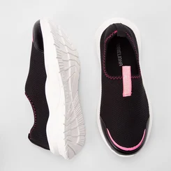 Slip On Infantil Gabrielinha Calce Fácil Preto & Rosa