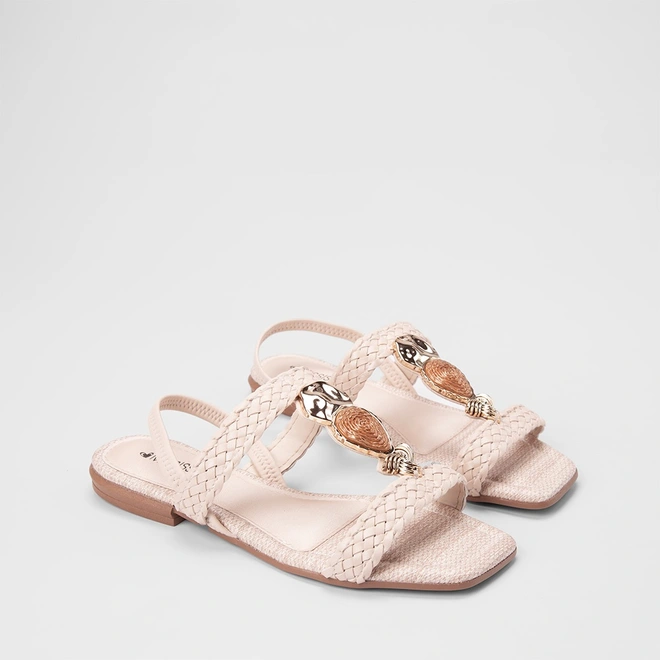 Sandália Feminina Mississipi Detalhe Pedraria Tressê Off White