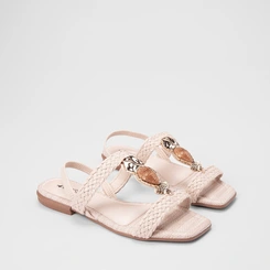 Sandália Feminina Mississipi Detalhe Pedraria Tressê Off White