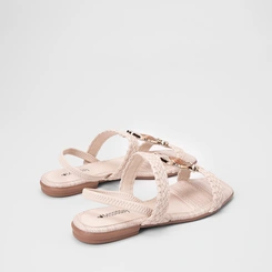 Sandália Feminina Mississipi Detalhe Pedraria Tressê Off White