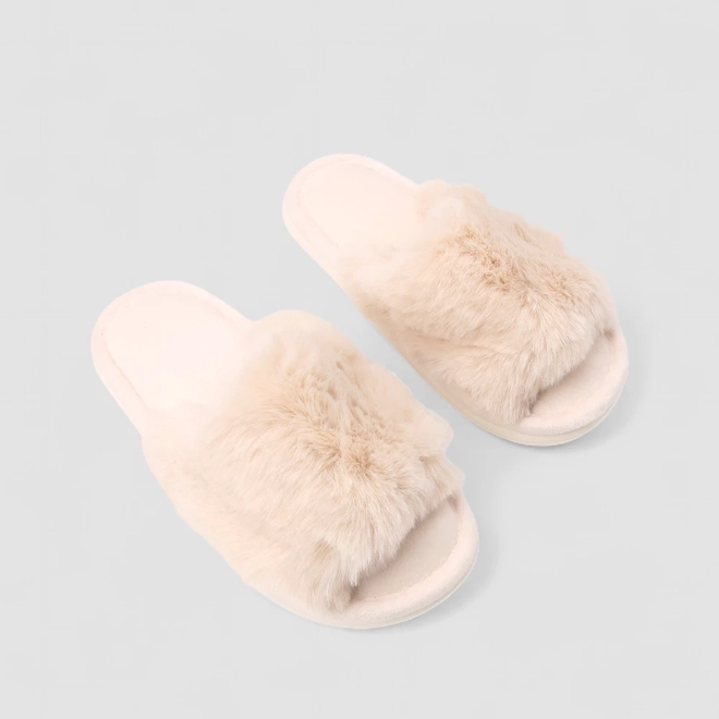 Pantufa Feminina STZ Pelúcia Off White