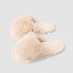Pantufa Feminina STZ Pelúcia Off White