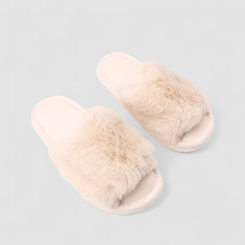 Pantufa Feminina STZ Pelúcia Off White
