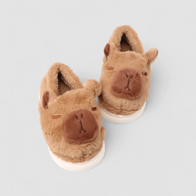 Pantufa Infantil Stz Capivara Peluciada Marrom
