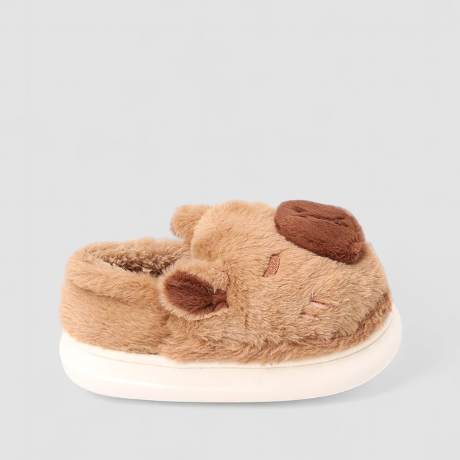Pantufa Infantil Stz Capivara Peluciada Marrom