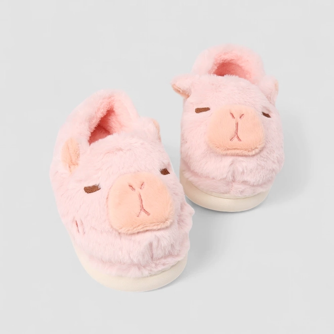 Pantufa Infantil STZ Capivara Peluciada Rosa