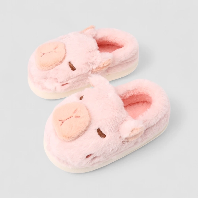 Pantufa Infantil STZ Capivara Peluciada Rosa