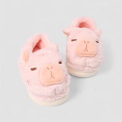 Pantufa Infantil STZ Capivara Peluciada Rosa