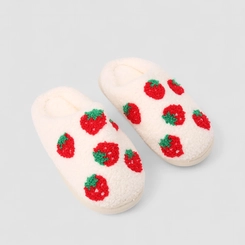 Pantufa Infantil Stz Morangos Off White