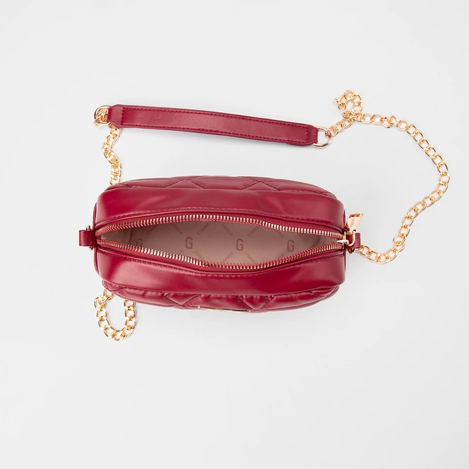Bolsa Camera Bag Gabriela Pequena Alça Corrente Matelassê Vermelho