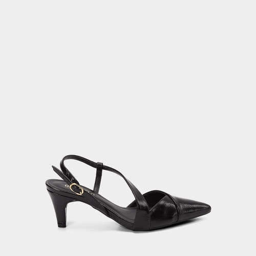 Scarpin Slingback Feminino Gabriela Salto Médio Fino Preto